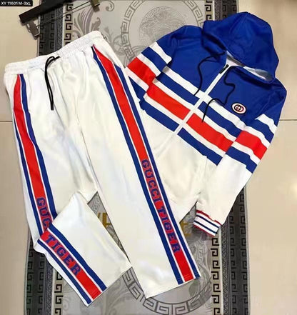 GUCCI || Premium Strpped Designer Blue Tracksuits - FASHION MYST 