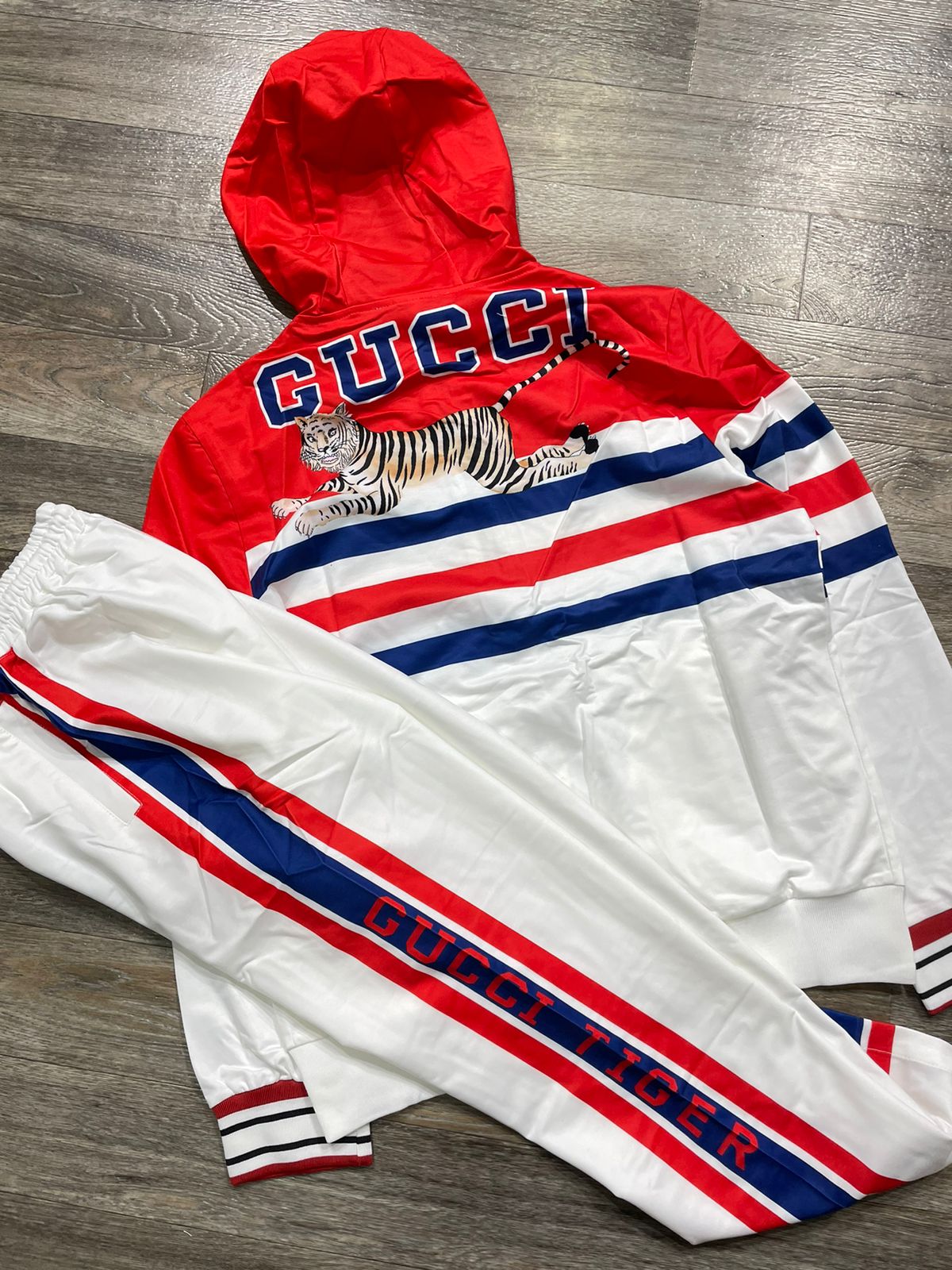 GUCCI || Premium Strpped Designer Red Tracksuits - FASHION MYST 