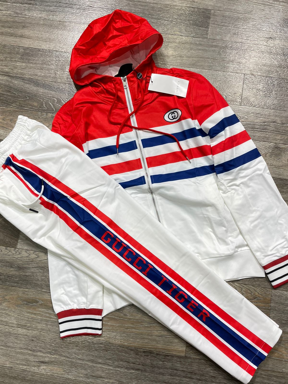 GUCCI || Premium Strpped Designer Red Tracksuits - FASHION MYST 