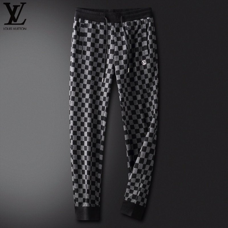 LOUIS VUITTON || Black Checkered Pattern Zip Up Tracksuit - FASHION MYST 