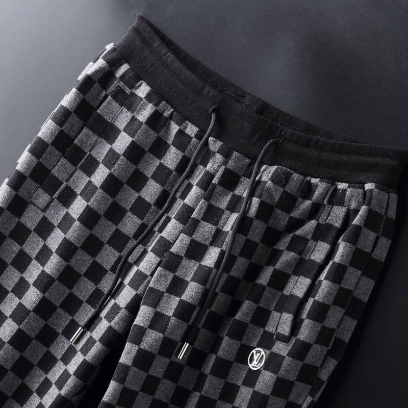 LOUIS VUITTON || Black Checkered Pattern Zip Up Tracksuit - FASHION MYST 