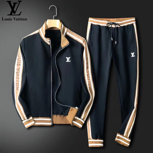 LOUIS VUITTON || Men's Patchwork Zipper Long Sleeve Tracksuit - FASHION MYST 