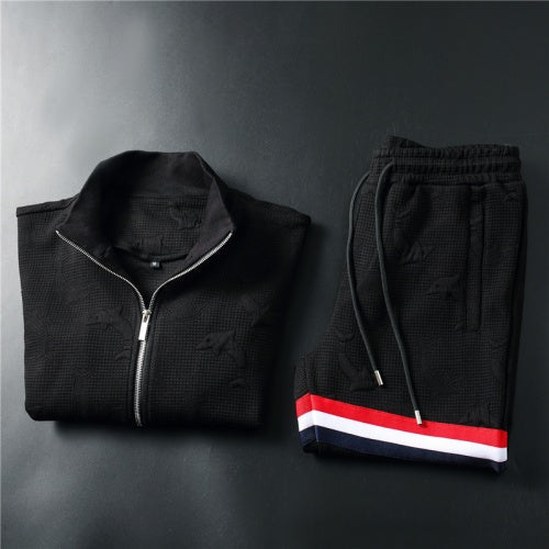 THOM BROWNE || Men Black/Grey Dolphin Print Full Sleeves Casual Tracksuit - FASHION MYST 