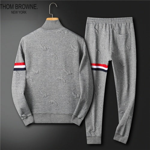 THOM BROWNE || Men Black/Grey Dolphin Print Full Sleeves Casual Tracksuit - FASHION MYST 