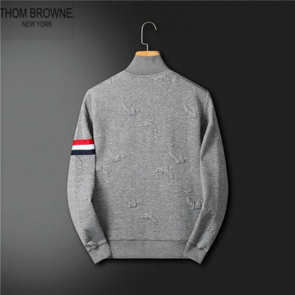 THOM BROWNE || Men Black/Grey Dolphin Print Full Sleeves Casual Tracksuit - FASHION MYST 