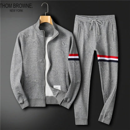 THOM BROWNE || Men Black/Grey Dolphin Print Full Sleeves Casual Tracksuit - FASHION MYST 