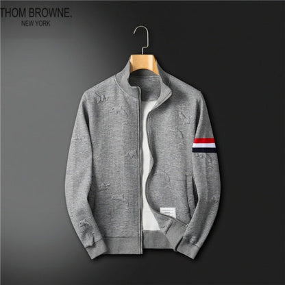 THOM BROWNE || Men Black/Grey Dolphin Print Full Sleeves Casual Tracksuit - FASHION MYST 