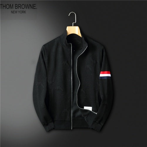 THOM BROWNE || Men Black/Grey Dolphin Print Full Sleeves Casual Tracksuit - FASHION MYST 