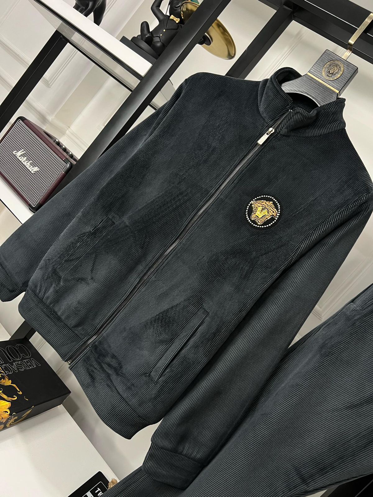 Versace suede tracksuit sales
