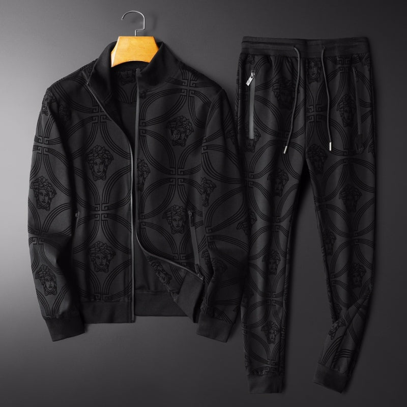 VERSACE || Men Black All-Over Medusa Print Tracksuit - FASHION MYST 