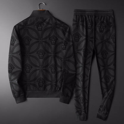 VERSACE || Men Black All-Over Medusa Print Tracksuit - FASHION MYST 