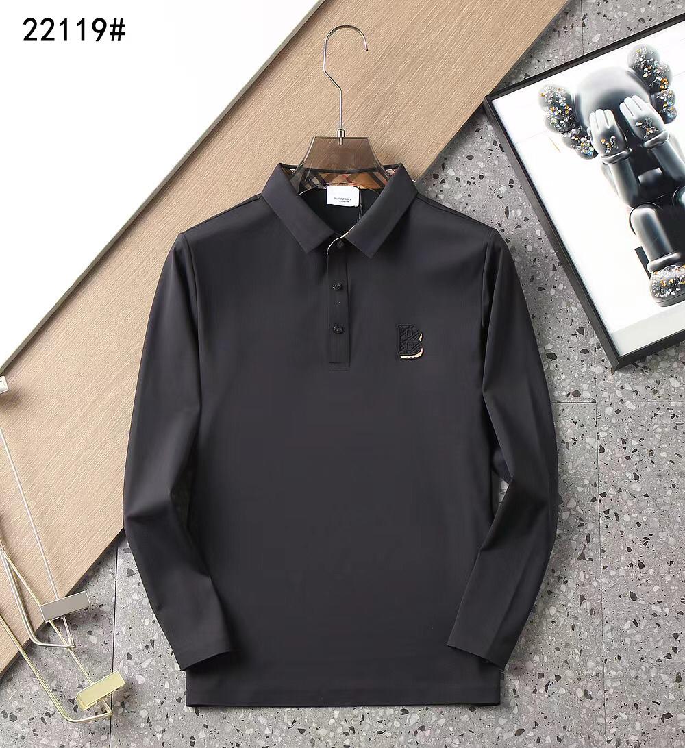 BURBERRY || Premium Long Sleeve Polo T-shirt With B Embroidered Logo - FASHION MYST 