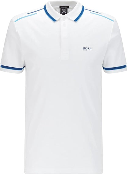 HUGO BOSS || Organic-Cotton Polo T-Shirt With Logo And Printed Stripes - FASHION MYST 