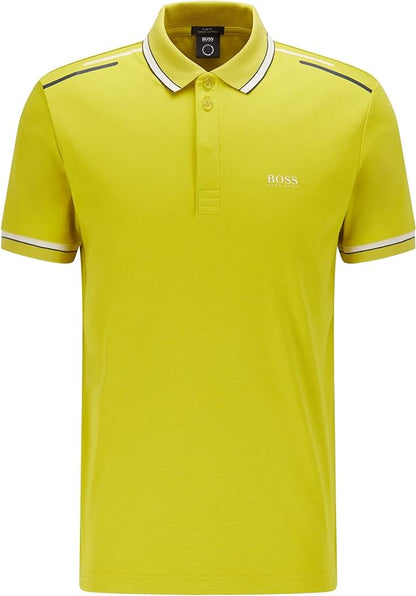 HUGO BOSS || Organic-Cotton Polo T-Shirt With Logo And Printed Stripes - FASHION MYST 