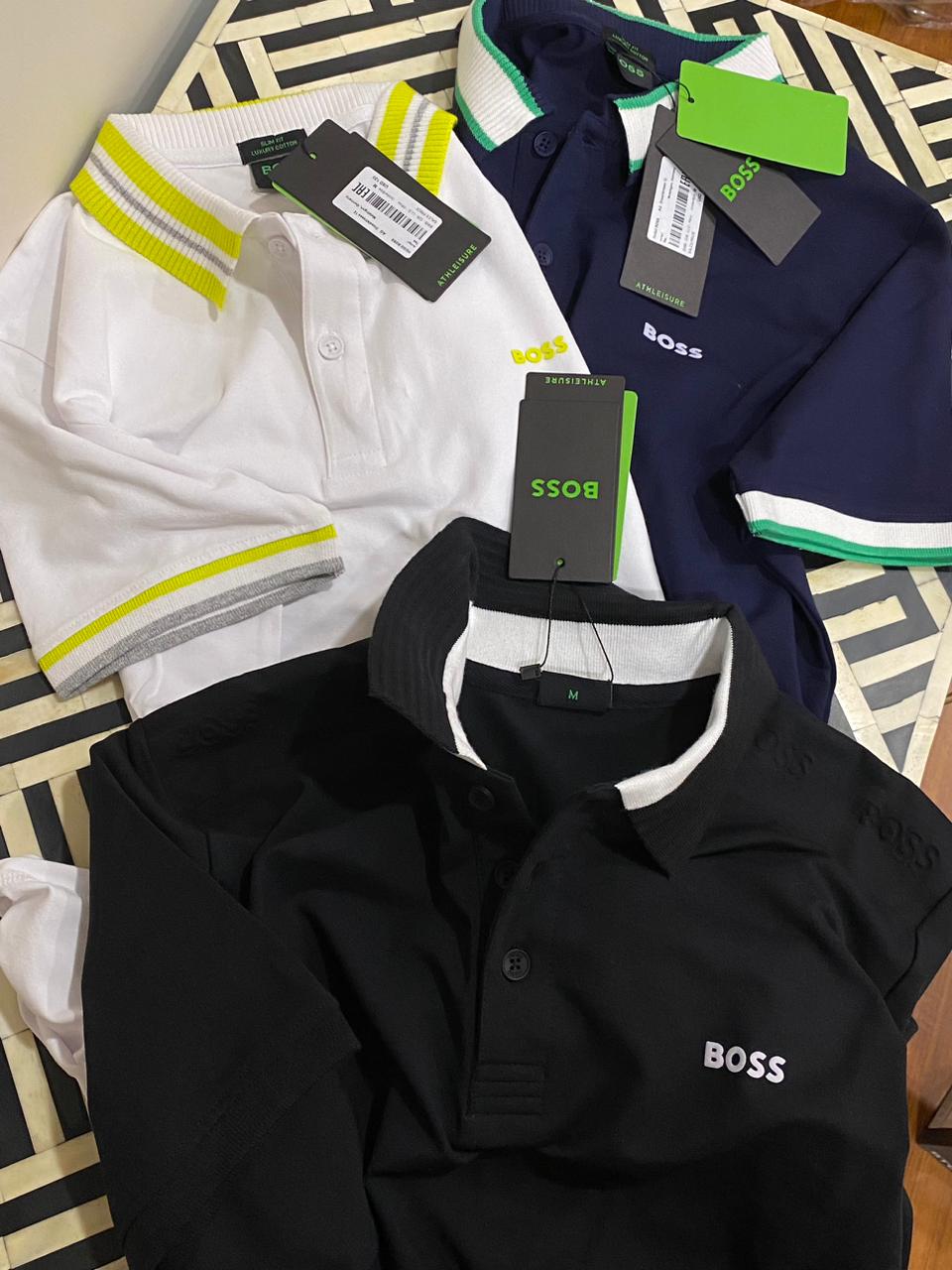 HUGO BOSS || Slim Fit Polo T-Shirt With Logo Applique - FASHION MYST 