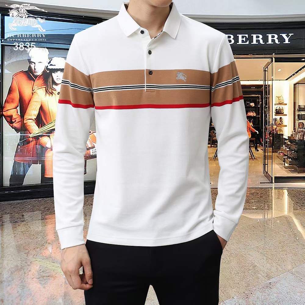 BURBERRY || Premium Contrast Striped Long-Sleeved T-shirt - FASHION MYST 