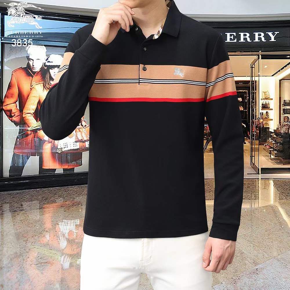 BURBERRY || Premium Contrast Striped Long-Sleeved T-shirt - FASHION MYST 