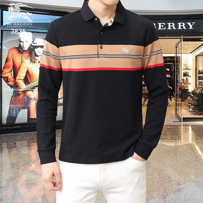 BURBERRY || Premium Contrast Striped Long-Sleeved T-shirt - FASHION MYST 