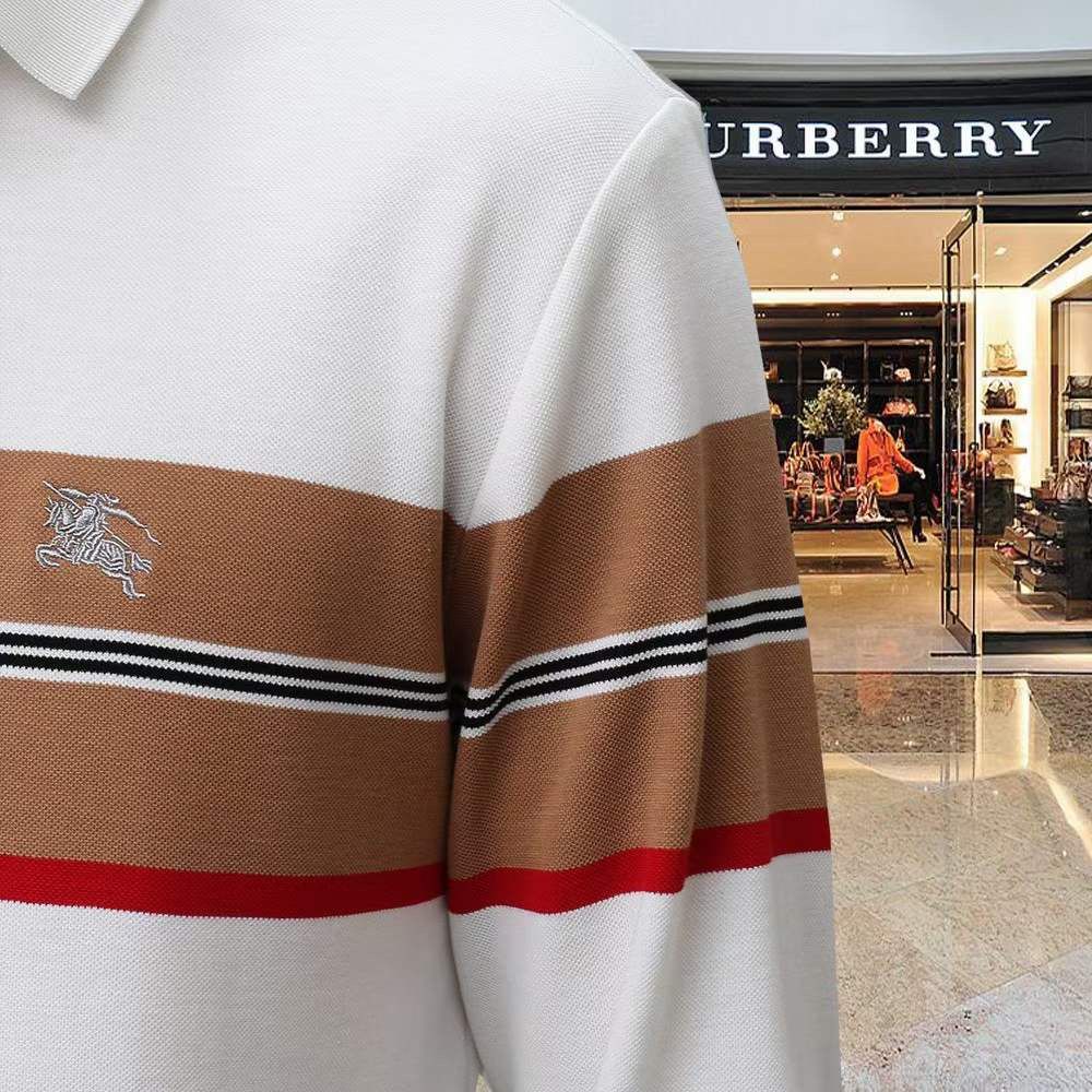 BURBERRY || Premium Contrast Striped Long-Sleeved T-shirt - FASHION MYST 