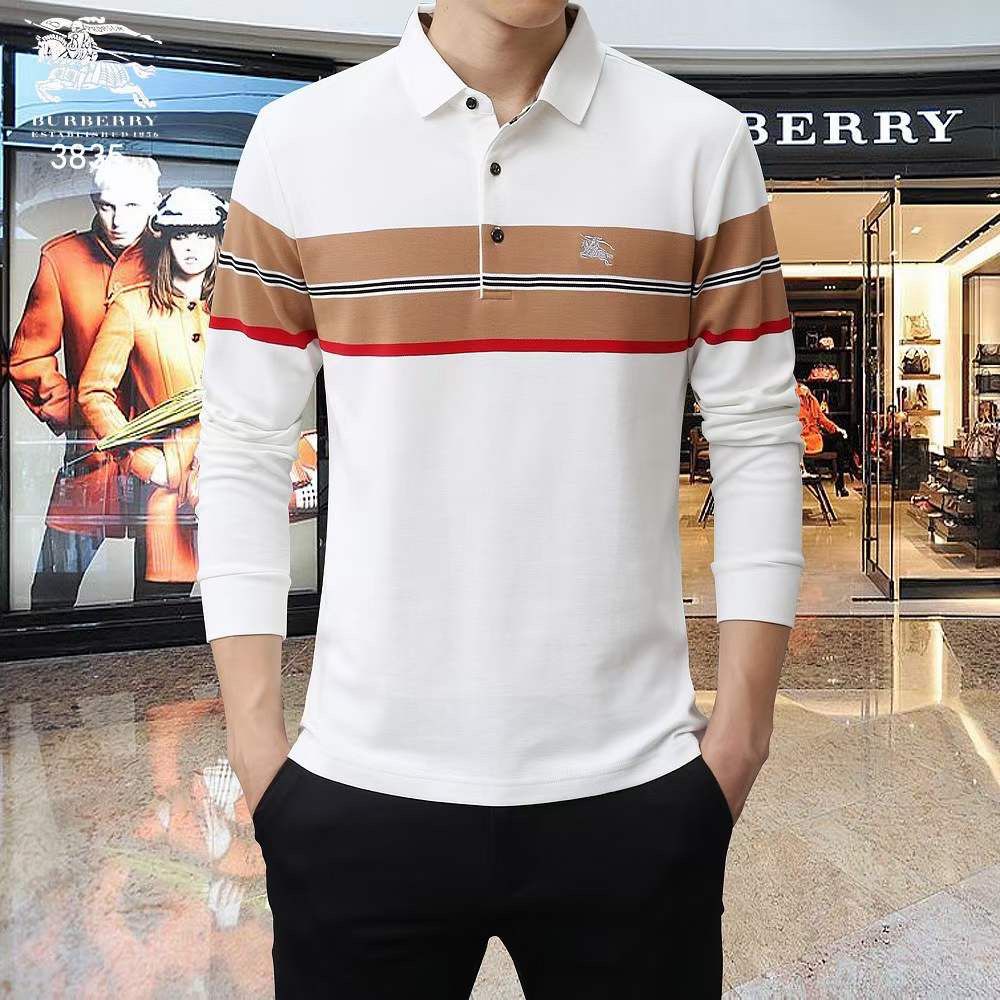 BURBERRY || Premium Contrast Striped Long-Sleeved T-shirt - FASHION MYST 