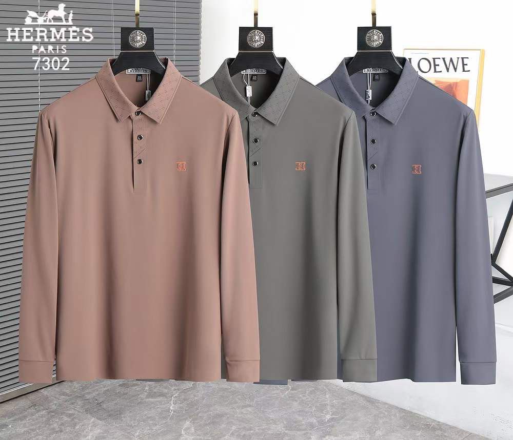 HERMES || Luxury H Logo Cotton Long Sleeve Polo T-Shirt - FASHION MYST 