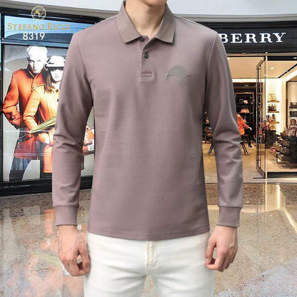 STEFANO RICCI || Luxury Eagle Logo Polo Longsleeves T-Shirt For Men - FASHION MYST 