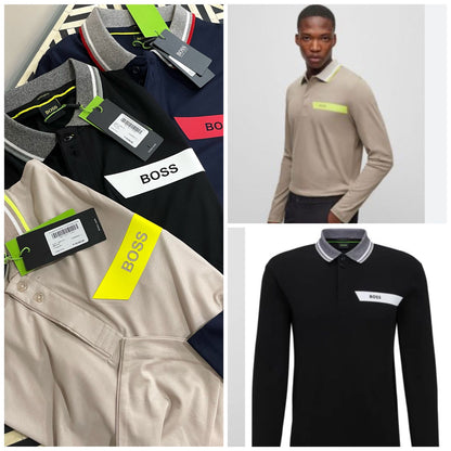 HUGO BOSS || INTERLOCK-COTTON POLO SHIRT WITH STRIPE AND LOGO - FASHION MYST 