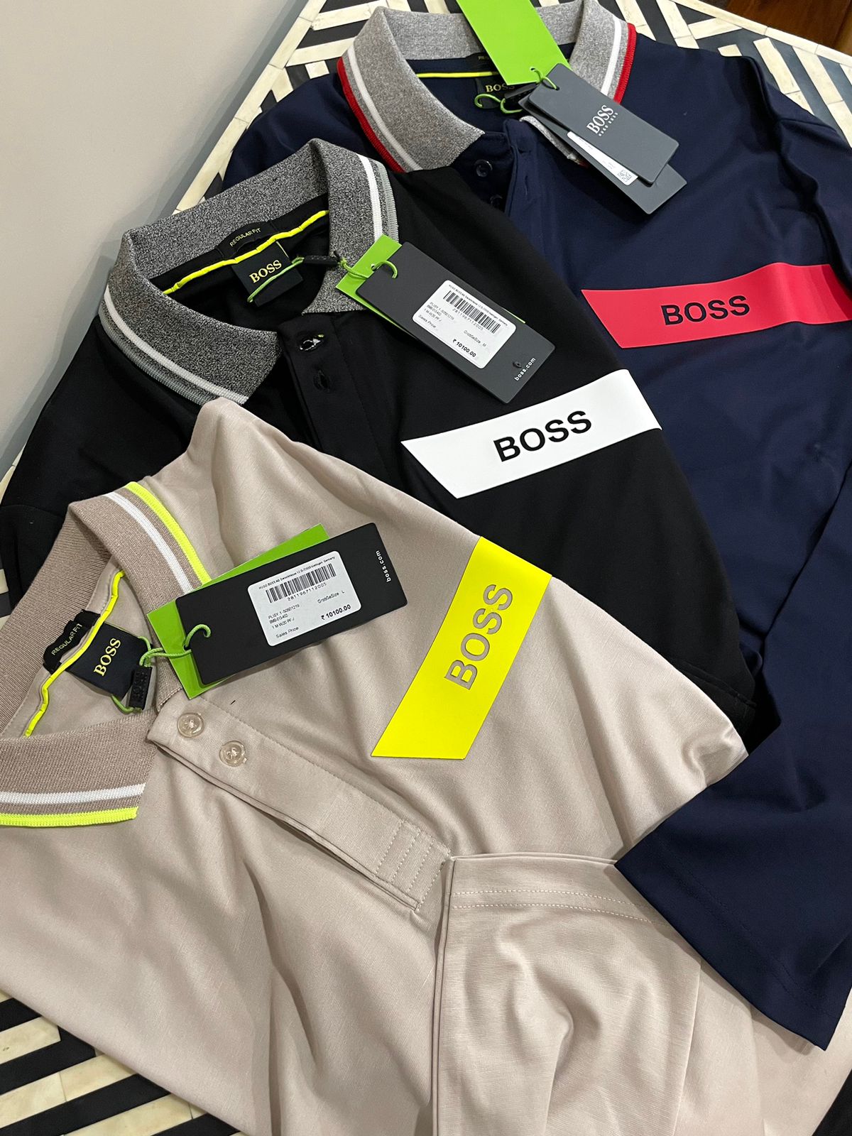 HUGO BOSS || INTERLOCK-COTTON POLO SHIRT WITH STRIPE AND LOGO - FASHION MYST 