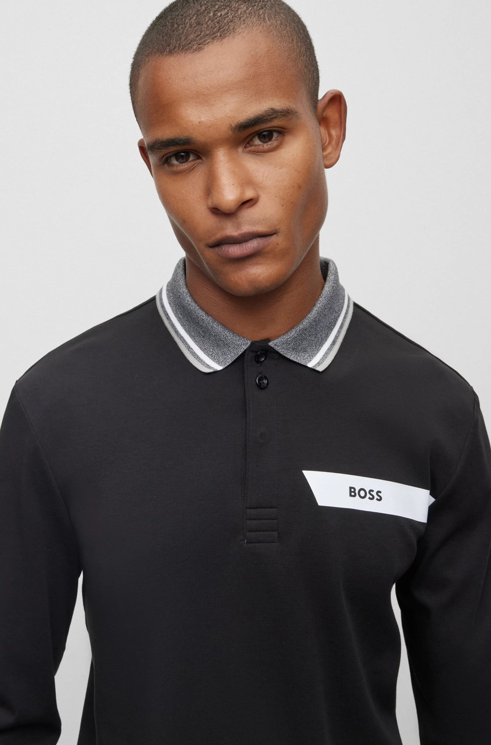 HUGO BOSS || INTERLOCK-COTTON POLO SHIRT WITH STRIPE AND LOGO - FASHION MYST 