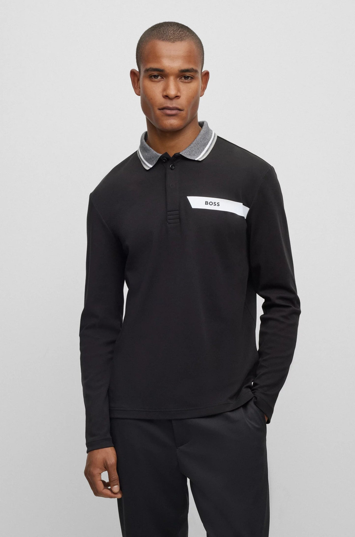 HUGO BOSS || INTERLOCK-COTTON POLO SHIRT WITH STRIPE AND LOGO - FASHION MYST 