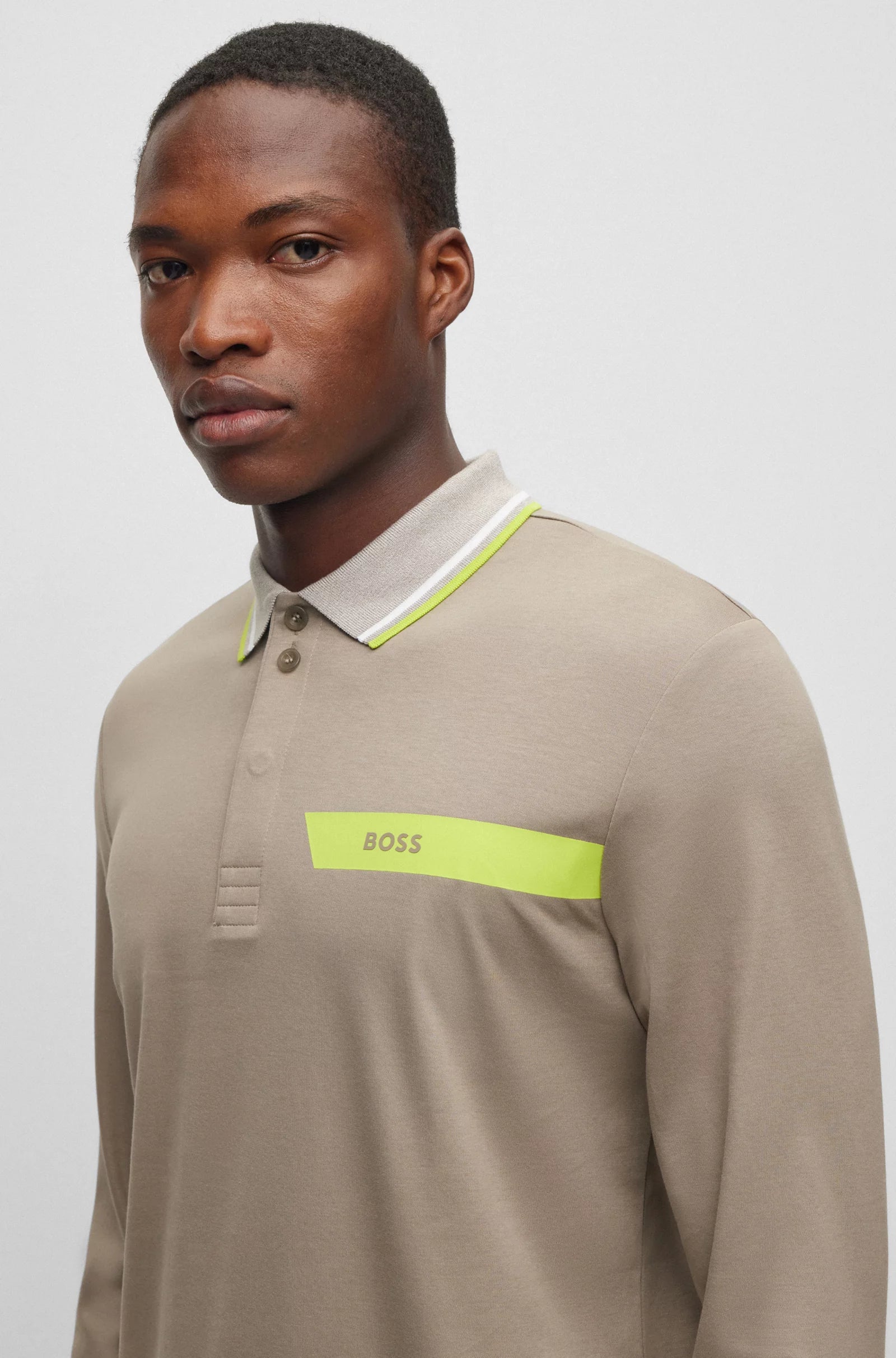 HUGO BOSS || INTERLOCK-COTTON POLO SHIRT WITH STRIPE AND LOGO - FASHION MYST 