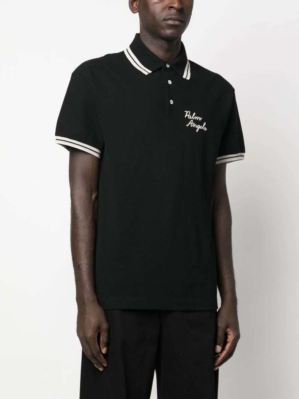 PALM ANGELS || Logo-Embroidered Polo T-Shirt For Mens - FASHION MYST 