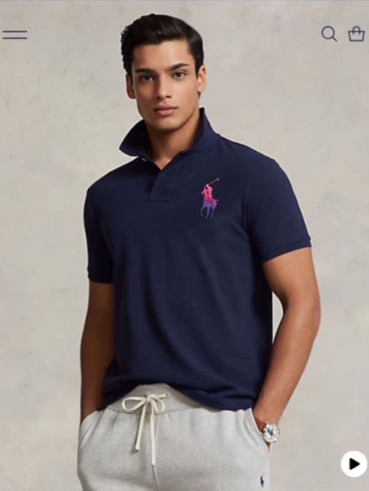 POLO RALPH LAUREN || Men Custom Slim Fit Big Pony Mesh Polo T-Shirt - FASHION MYST 