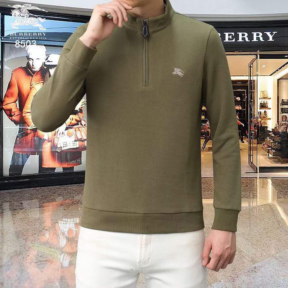 BURBERRY || Organic-Cotton Zip-Neck Sweater With Logo Label - FASHION MYST 