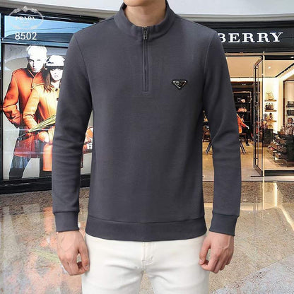 PRADA || Men's Black/Gray Nylon Long Sleeves Polo T-Shirt - FASHION MYST 