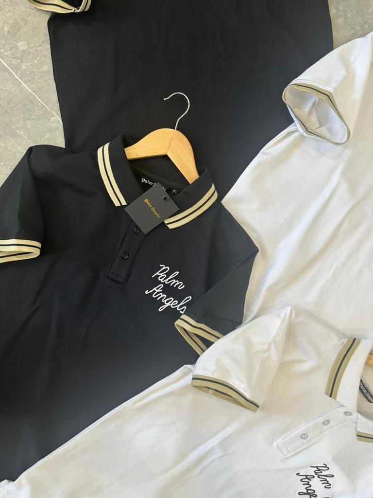 PALM ANGELS || Embroidered-Logo Polo Shirt - FASHION MYST 