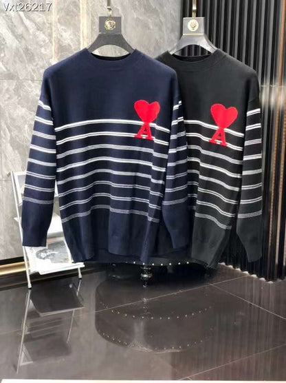 Loose A-line Small Red Heart Couple Casual Knitted Sheep Sweater - FASHION MYST 