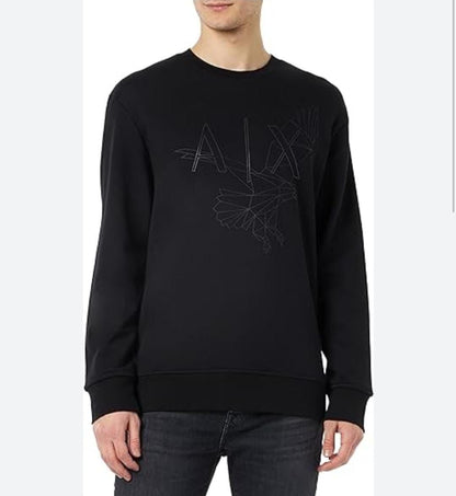 Organic Cotton Eagle Logo Print Crew Neck Sweatshirt - FASHION MYST 