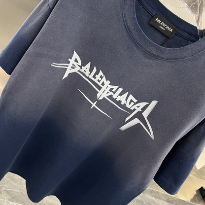 BALENCIAGA || Drop Shoulder Blue T-Shirt: Relaxed Style, Effortless Chic - FASHION MYST 