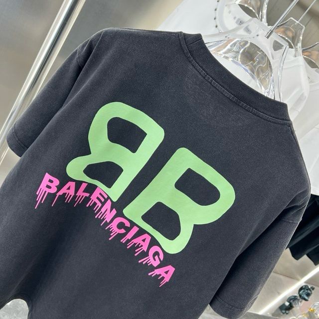 BALENCIAGA || GREEN BB LOGO OVERSIZE T-SHIRT - FASHION MYST 