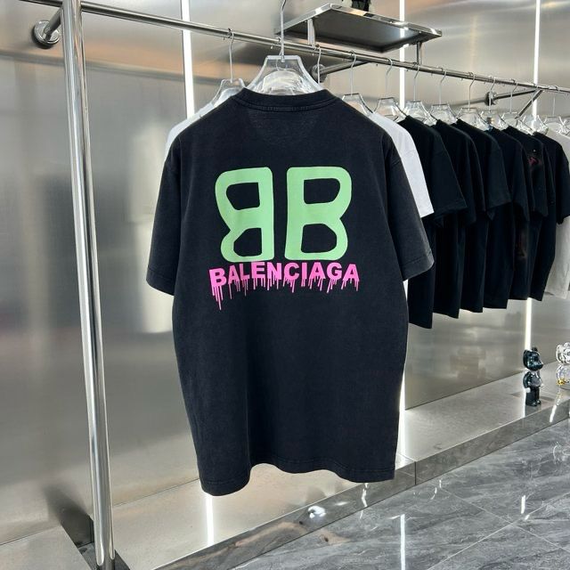 BALENCIAGA || GREEN BB LOGO OVERSIZE T-SHIRT - FASHION MYST 