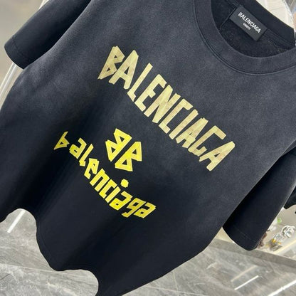 BALENCIAGA || Oversize Tape Logo Crewneck T-Shirt - FASHION MYST 