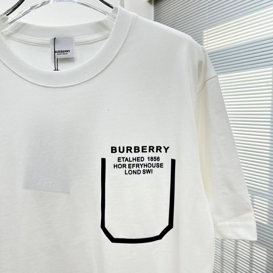 BURBERRY || Men's Cotton T-Shirt With Pocket Print - White - FASHION MYST 