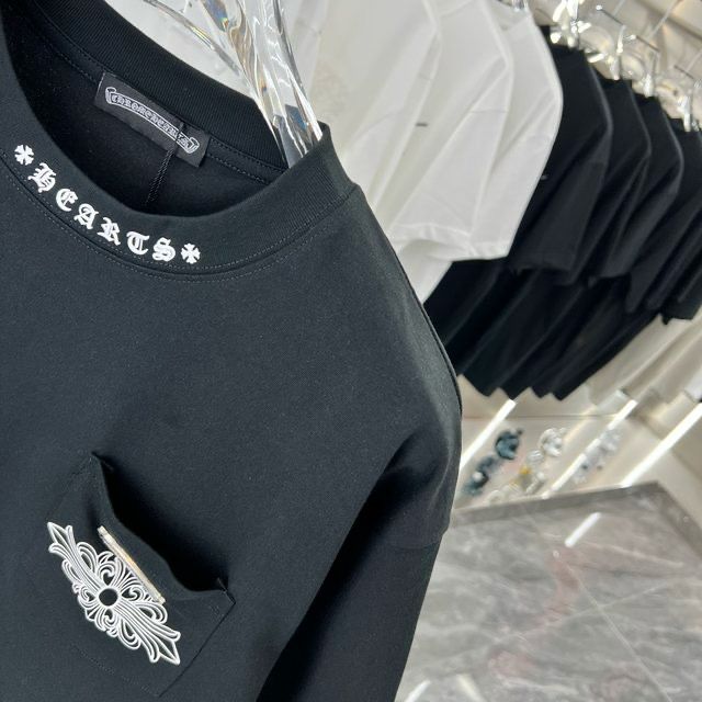 CHROME HEARTS || Metal Cross Horseshoe Drop Shoulder Black T-Shirt