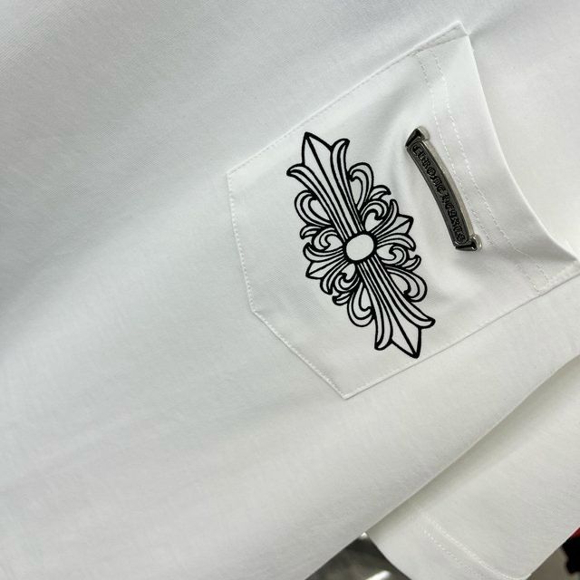 CHROME HEARTS || Metal Cross Horseshoe Drop Shoulder White T-Shirt