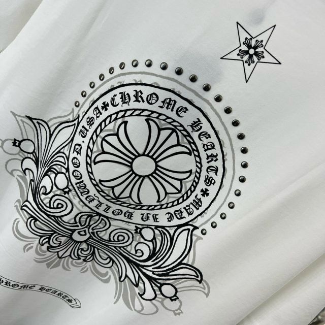CHROME HEARTS || Metal Cross Horseshoe Drop Shoulder White T-Shirt