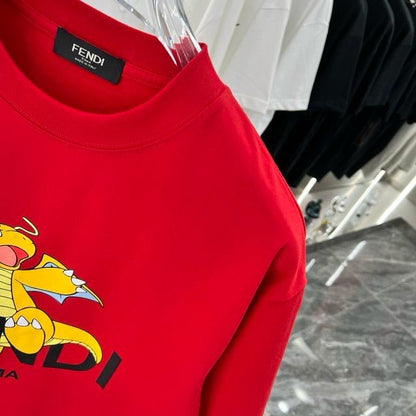 FENDI || Red T-Shirt With Pokémon Charizard Print - FASHION MYST 