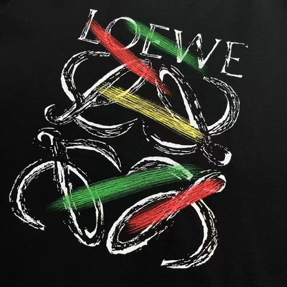 LOEWE || T-Shirt Short Sleeve Breathable Print Crew Neck Black - FASHION MYST 