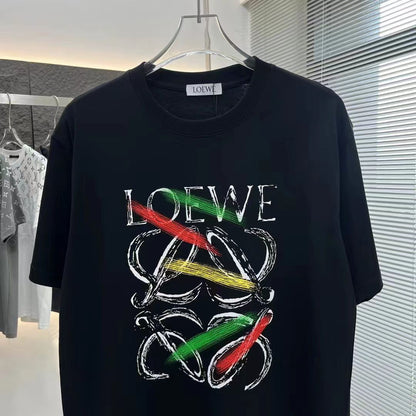 LOEWE || T-Shirt Short Sleeve Breathable Print Crew Neck Black - FASHION MYST 