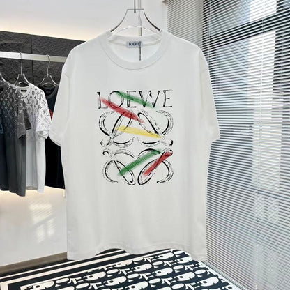 LOEWE || T-Shirt Short Sleeve Breathable Print Crew Neck White - FASHION MYST 